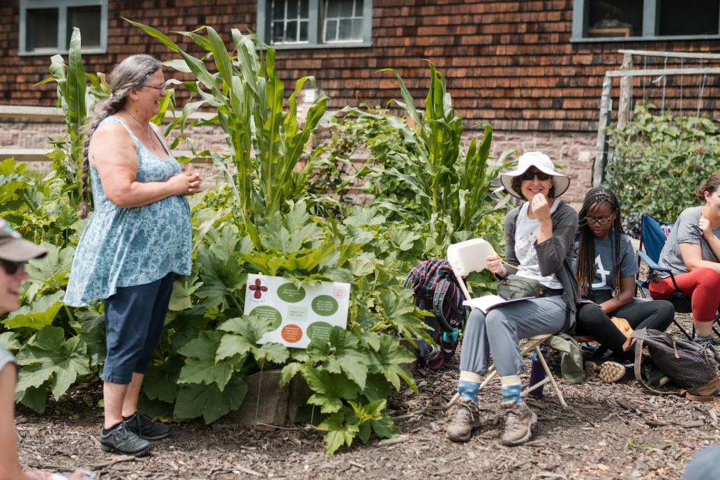 Judy teaching in the Children's Farmyard Garden